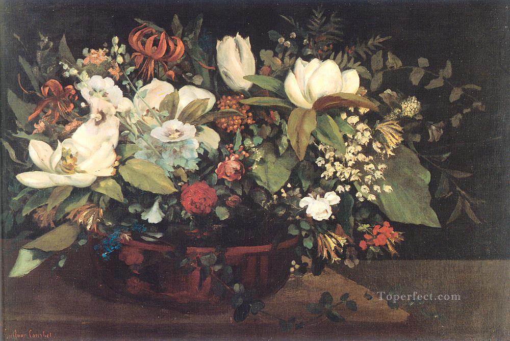 Basket of Flowers Gustave Courbet flower Oil Paintings